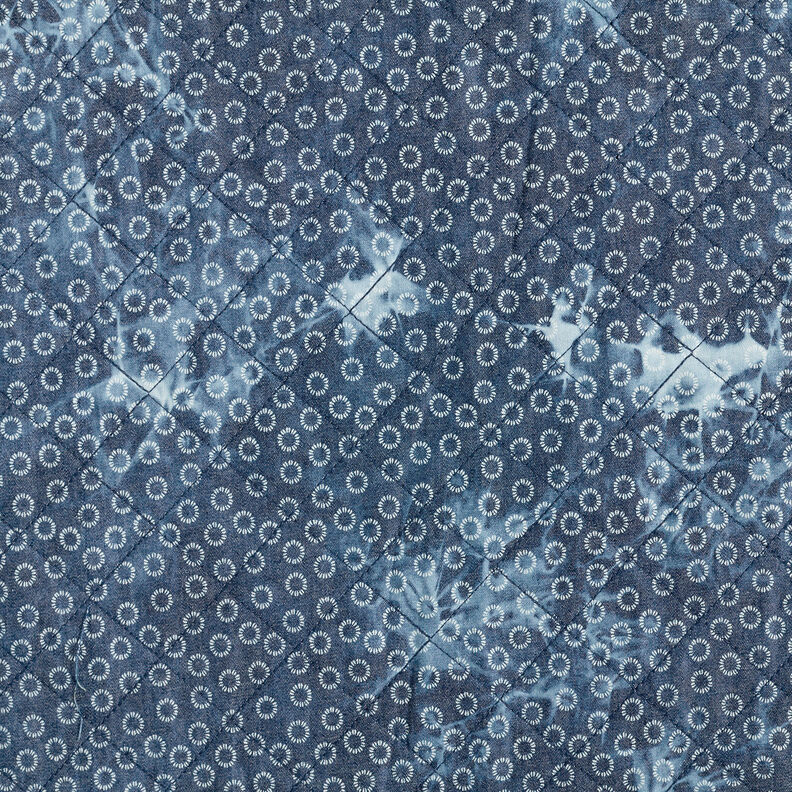 Steppstoff Chambray Blume gebatikt – jeansblau,  image number 6