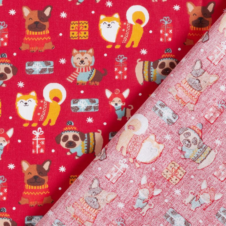 Baumwollstoff Cretonne Hunde an Weihnachten – rot,  image number 4