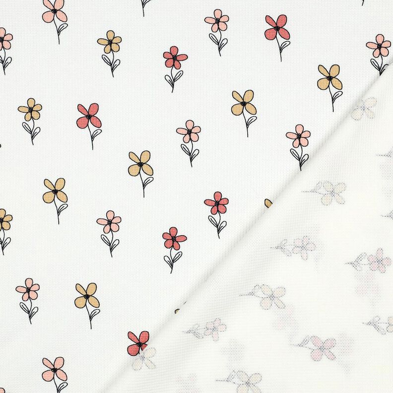 Waffeljersey Blumen | Poppy Fabrics – elfenbein/apricot, image number 4