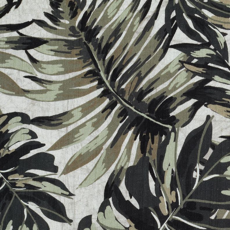 Viskose-Leinen-Mix Monstera Digitaldruck – nebelgrau/hellkhaki,  image number 6