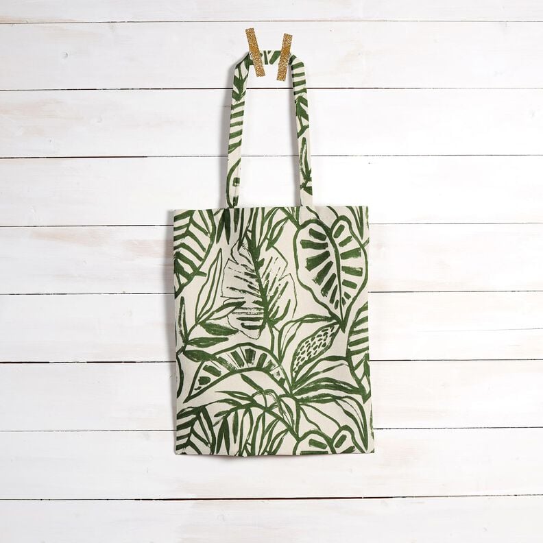 Dekostoff Halbpanama gemalte Monstera – creme/pinie,  image number 8