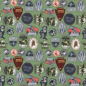 Baumwollpopeline Jurassic Park Patches Lizenzstoff | Universal Studios – pinie, 