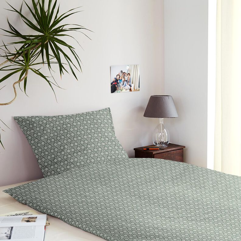 Baumwollstoff Cretonne Blumen und Ranken – schilf/weiss,  image number 7