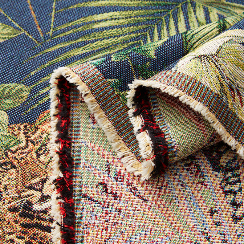 Dekostoff Gobelin Leoparden im Dschungel – blau/grün,  image number 3