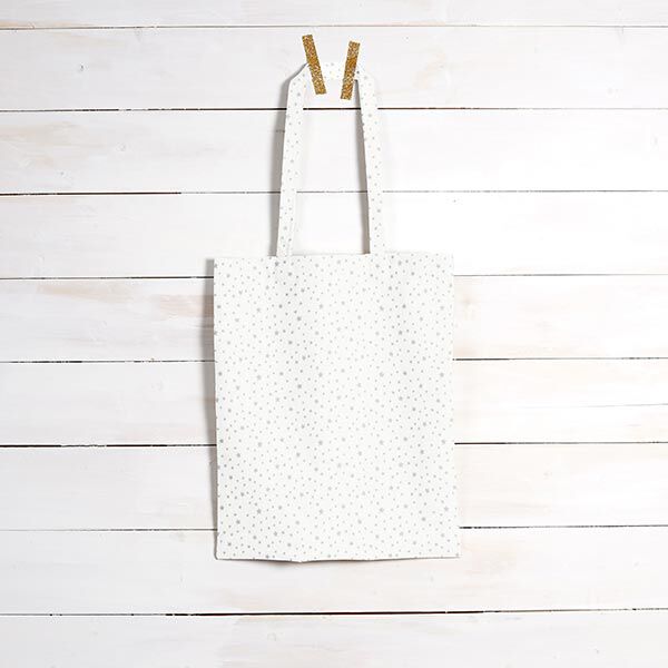 Baumwollstoff Cretonne kleine Glitzersterne – silber | Reststück 100cm