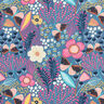 Baumwollstoff Cretonne Schmetterlinge und Blüten – blaugrau/pink,  thumbnail number 1
