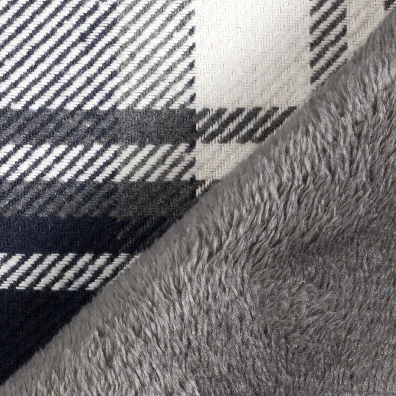 Mantelstoff mit Fellabseite kariert – nachtblau/schiefergrau, image number 4