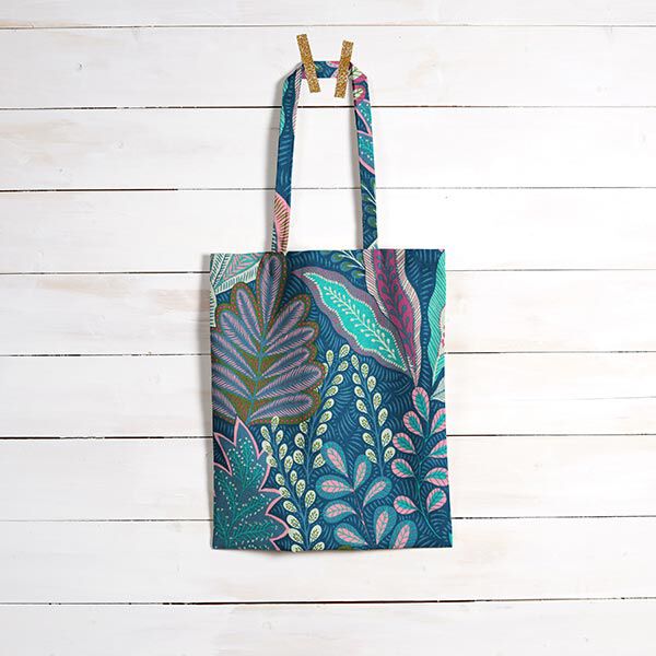 Dekostoff Halbpanama Botanic – marineblau,  image number 6