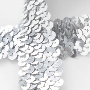 Elastische Paillettenborte [30 mm] – silber, 