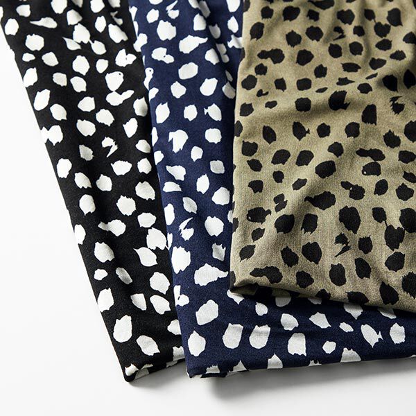 Viskosejersey Leopunkte – marineblau/weiss, image number 5