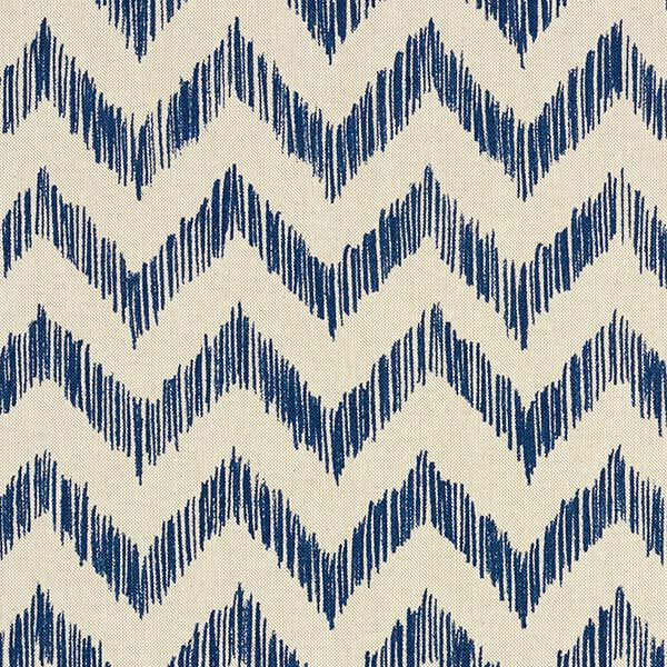 Dekostoff Halbpanama Zacken – natur/marineblau | Reststück 100cm