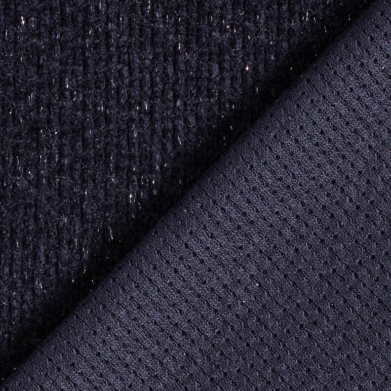 Chenille Strickjacquard Glitzer – schwarzblau/silber metallic,  image number 3