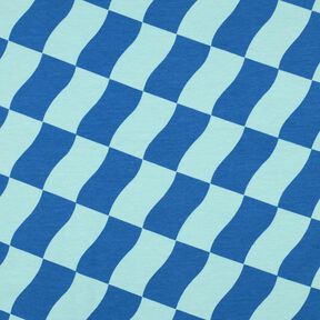 Softsweat welliges Karo | Poppy Fabrics – königsblau/eisblau, 