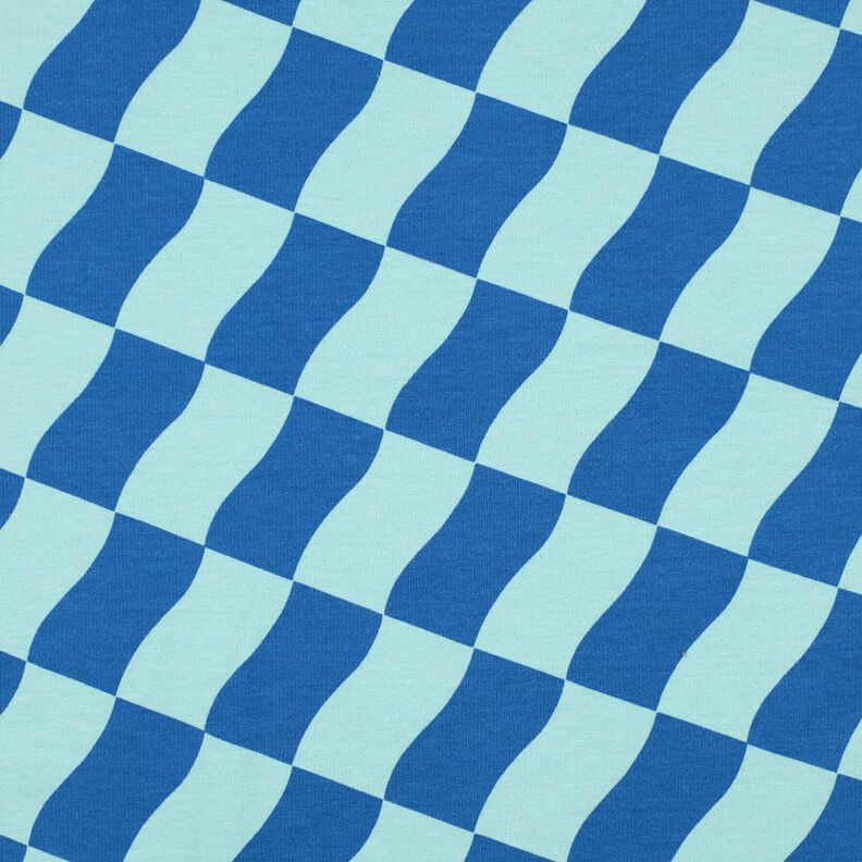 Softsweat welliges Karo | Poppy Fabrics – königsblau/eisblau,  image number 1