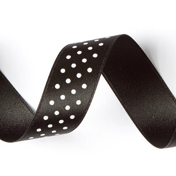 Satinband Tupfen - schwarz/weiss, image number 2