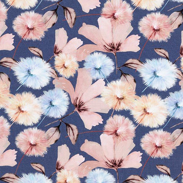 Baumwolljersey Pusteblumen – jeansblau, image number 1