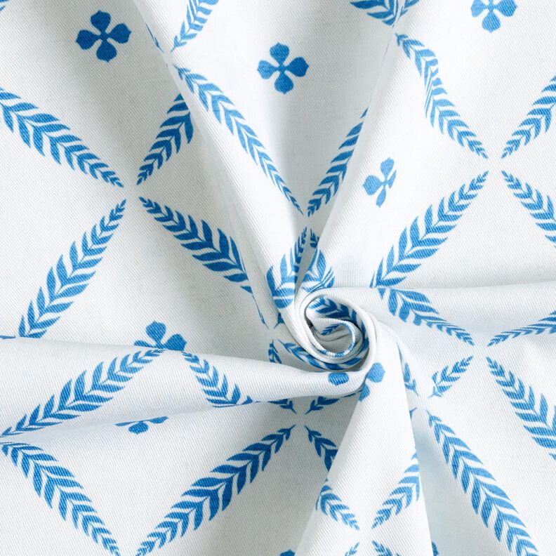 Dekostoff Baumwollköper elegante Rauten – weiss/blau,  image number 3