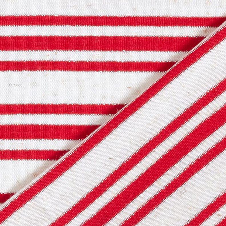 Viskosejersey unregelmäßige Glitzerstreifen – wollweiss/rot,  image number 4