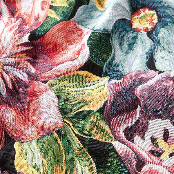 Dekostoff Gobelin Blüten – schwarz/grün, image number 2