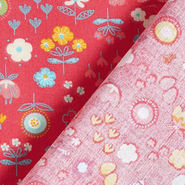 Baumwollstoff Cretonne Blumen – rot