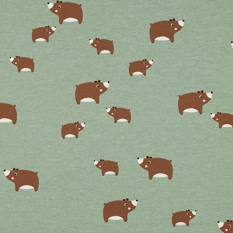 Baumwolljersey Bären | Poppy Fabrics – schilf/maronenbraun, image number 1