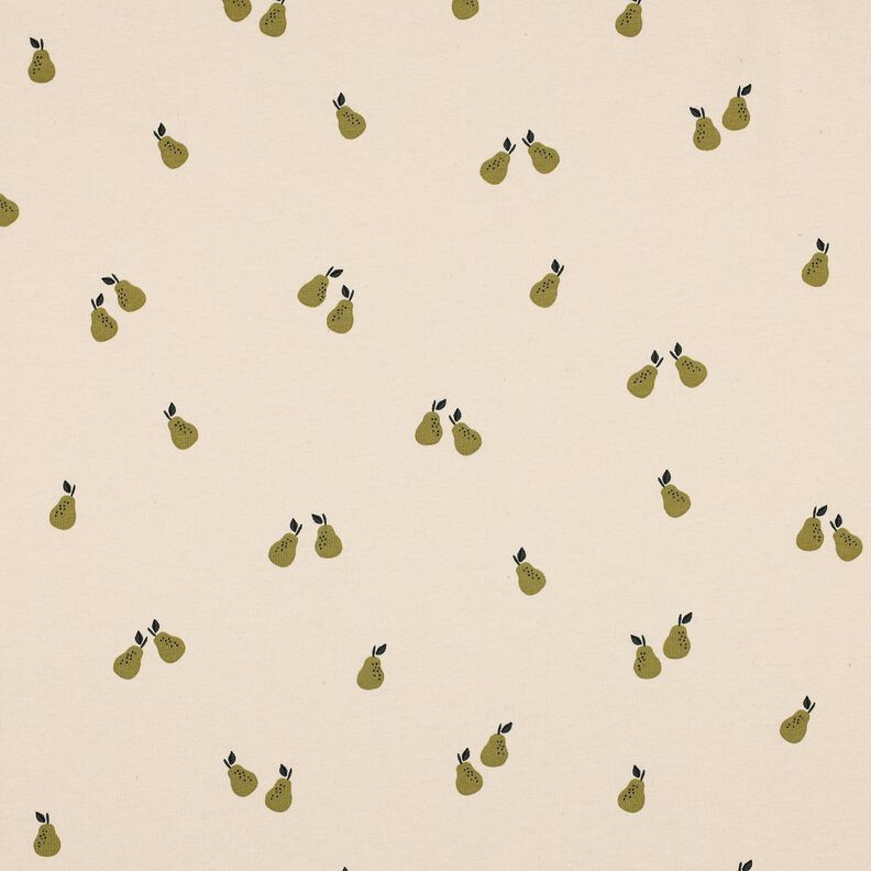 GOTS Baumwolljersey Birnen | Poppy Fabrics – hellbeige/helloliv, image number 1
