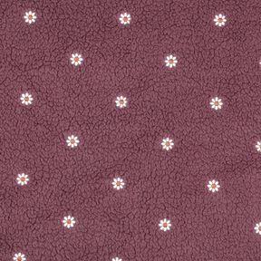 Teddyplüsch bestickte Blümchen | Poppy Fabrics – dunkelaltrosa, 