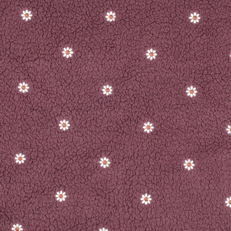 Teddyplüsch bestickte Blümchen | Poppy Fabrics – dunkelaltrosa, image number 1