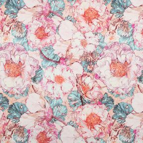 Baumwollsatin Japanese Anamone | Nerida Hansen – pastellviolett/aquablau, 