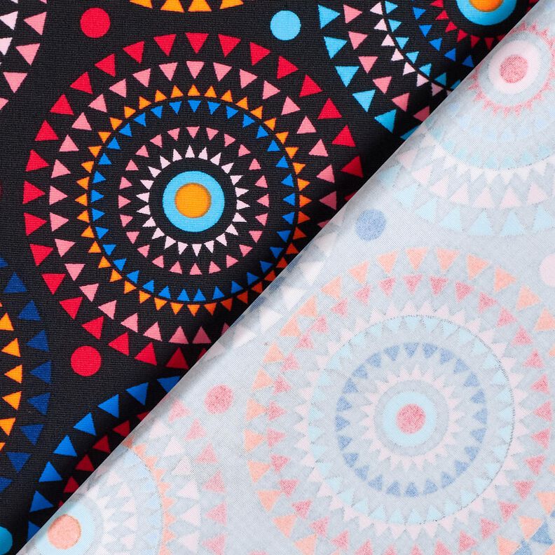 Badeanzugstoff Mandala – schwarzblau/feuerrot | Reststück 100cm,  image number 4