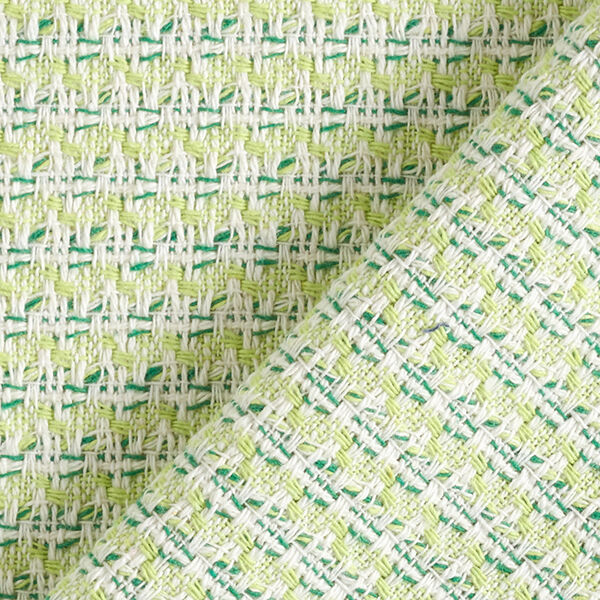 Baumwoll-Tweed Querstreifen – wollweiss/grün | Reststück 100cm