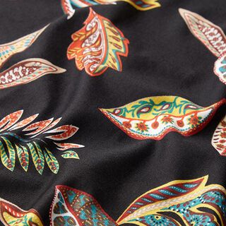 Jersey ornamentales Blättermuster – schwarz, 