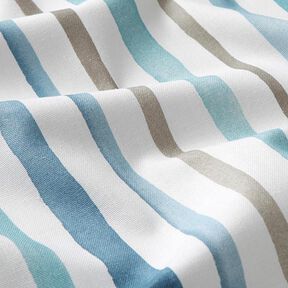 Dekostoff Halbpanama Wasserfarben Streifen – weiss/blau, 