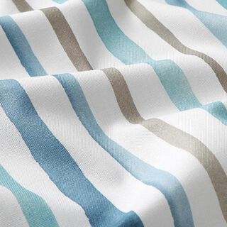 Dekostoff Halbpanama Wasserfarben Streifen – weiss/blau, 