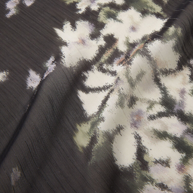 Chiffon glitzernde Nadelstreifen Batikoptik – schwarz/weiss,  image number 3