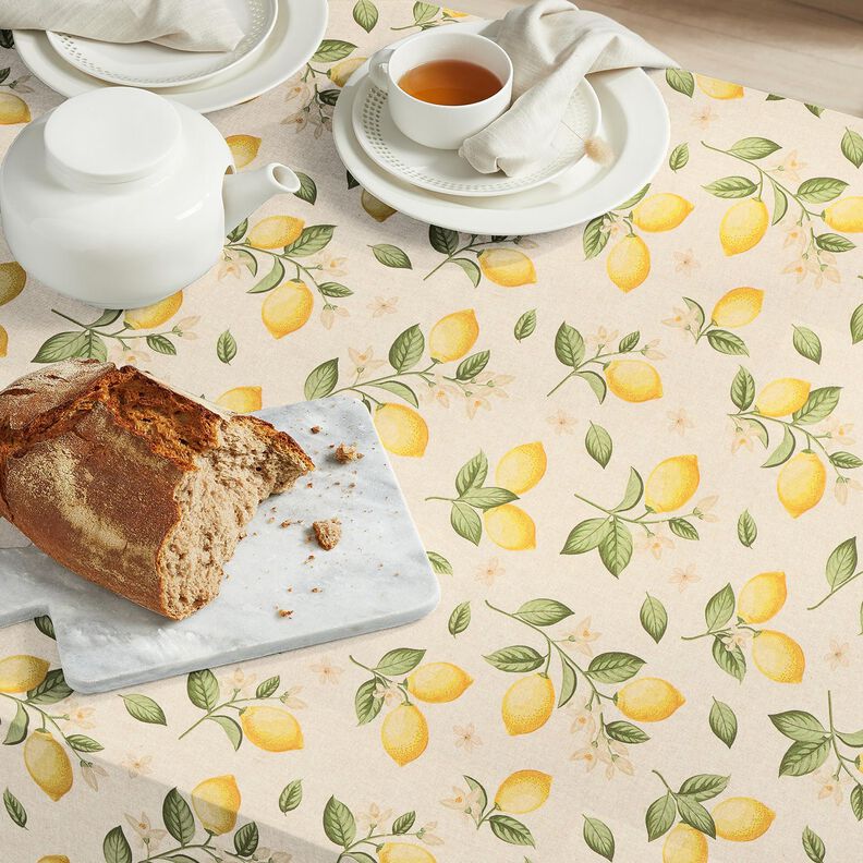 Dekostoff Halbpanama Zitronenpflanze – natur/gelb,  image number 6