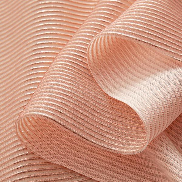 Organza Lurex Streifen – lachs/roségold | Reststück 100cm