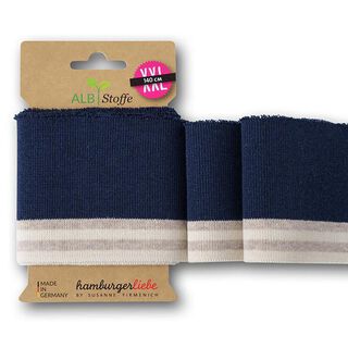 GOTS Strickbündchen CUFF ME COLLEGE [ 140 cm | 7,5 cm ] | Albstoffe – marineblau/beige, 