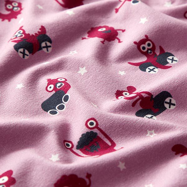 Baumwolljersey Monsterspielplatz | PETIT CITRON – rosa/beere, image number 2