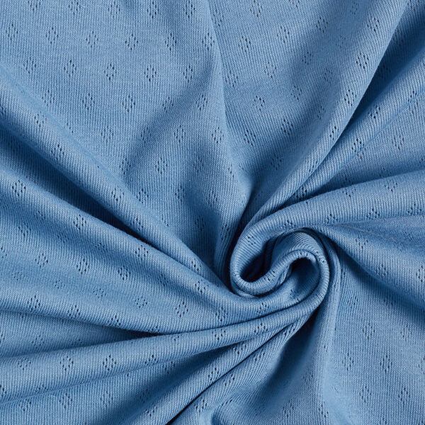 Feinstrickjersey mit Lochmuster – blau | Reststück 100cm