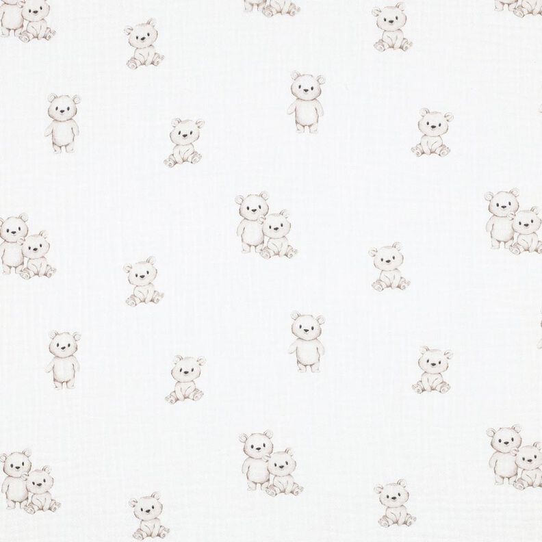 GOTS Musselin/ Doppel-Krinkel Gewebe freundliche Bärchen Digitaldruck | Poppy Fabrics –,  image number 1