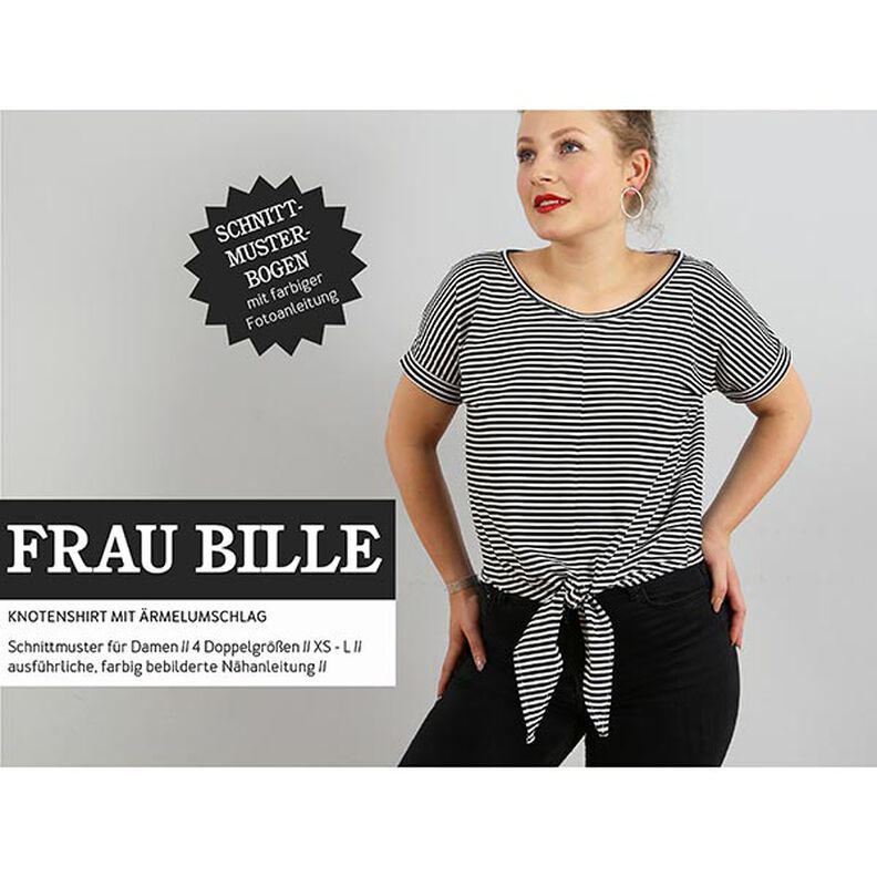 FRAU BILLE lässiges Knotenshirt mit Ärmelumschlag | Studio Schnittreif | XS-L,  image number 1