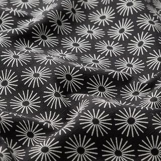 Baumwolljersey Strahlen-Blume – schwarz, 
