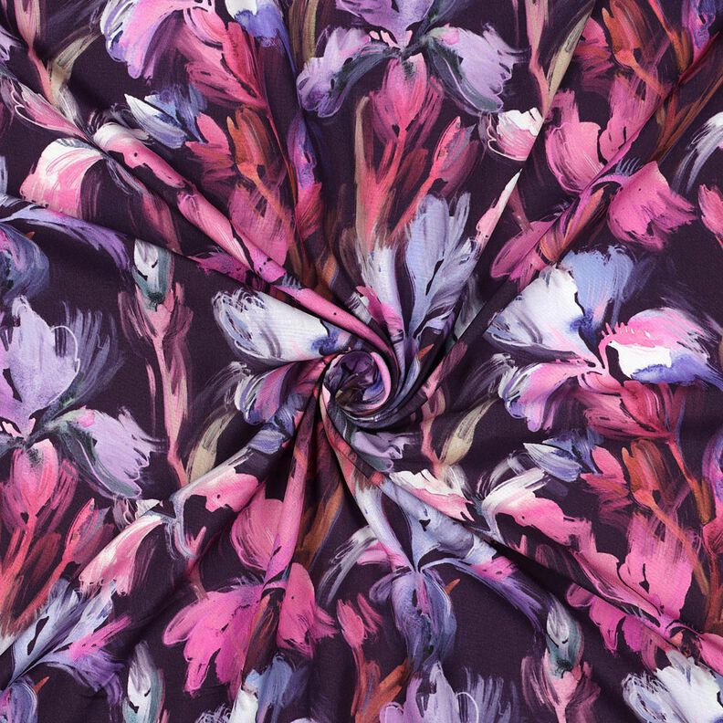 Viskosestoff expressive Blumen &ndash; aubergine,  image number 3