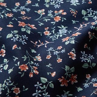 Beschichtete Baumwolle kleine Blumen – marineblau, 