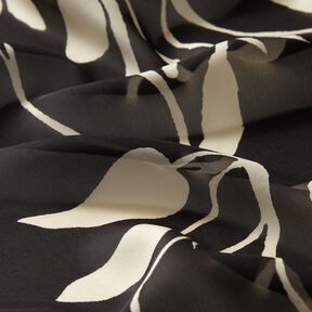 Chiffon Blumen recycelt – schwarz/hellbeige, 
