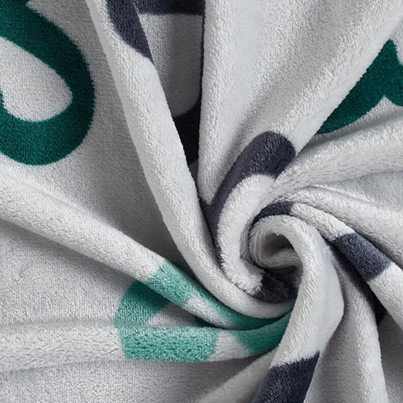 Kuschelfleece grosse Herzen – silbergrau/dunkelgrün,  image number 4
