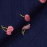 Musselin/ Doppel-Krinkel Gewebe gestickte Kirschen | Poppy Fabrics – nachtblau/rosa,  thumbnail number 4