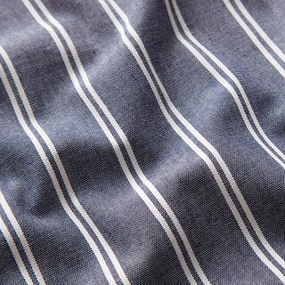 Stretch Baumwoll-Leinen-Mix Streifen – marineblau, 