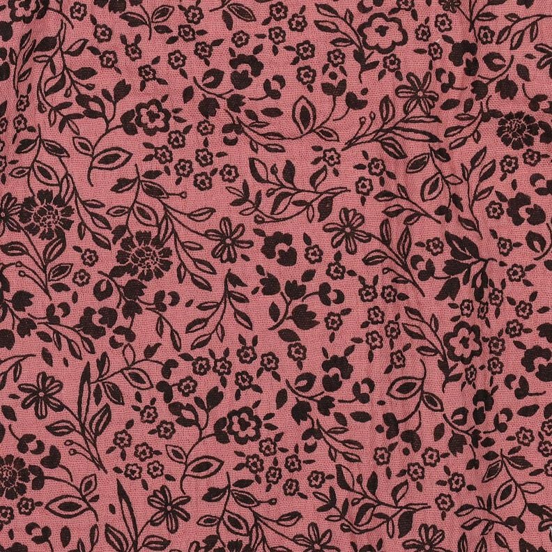 Musselin/ Doppel-Krinkel Gewebe bi-color Blümchen | Poppy Fabrics – dunkelaltrosa/schwarz, image number 2